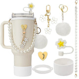 5-Piece Stanley Cup Accessories Set with Pompom & Pearl Kitchen & Dining Drink Sleeves