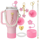 5-Piece Stanley Cup Accessories Set with Pompom & Pearl Kitchen & Dining Drink Sleeves