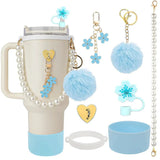 5-Piece Stanley Cup Accessories Set with Pompom & Pearl Kitchen & Dining Drink Sleeves
