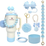 5-Piece Stanley Cup Accessories Set with Pompom & Pearl Kitchen & Dining Drink Sleeves
