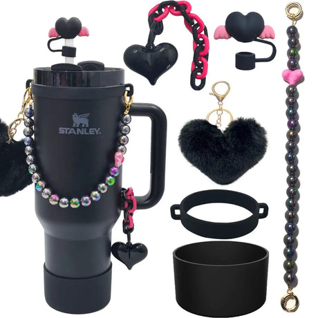 5-Piece Stanley Cup Accessories Set with Pompom & Pearl Kitchen & Dining Drink Sleeves