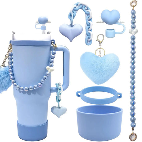 5-Piece Stanley Cup Accessories Set with Pompom & Pearl Kitchen & Dining Drink Sleeves