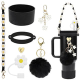 5-Piece Stanley Cup Accessories Set with Pompom & Pearl Kitchen & Dining Drink Sleeves