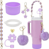 5-Piece Stanley Cup Accessories Set with Pompom & Pearl Kitchen & Dining Drink Sleeves