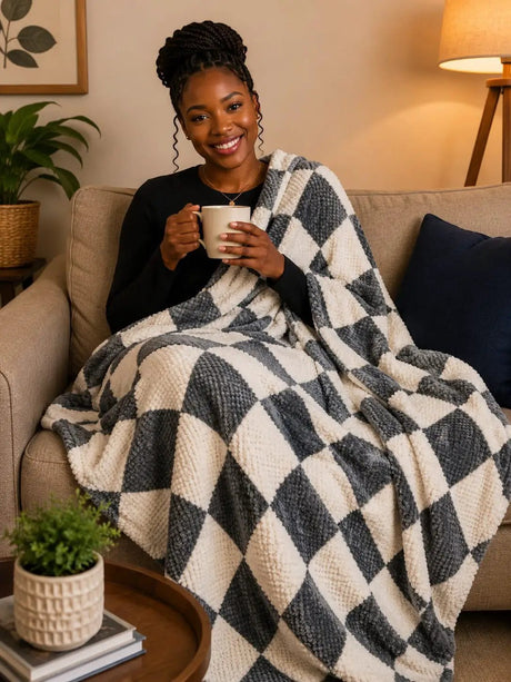 Luxury Textured Fleece Blanket 200x230cm Home & Living Throw Blankets