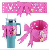 Silicone Bow Tumbler Sleeve for 40oz Stanley Cup Drinkware Accessories Cup Sleeves