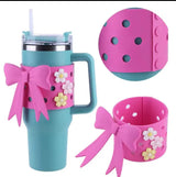 Silicone Bow Tumbler Sleeve for 40oz Stanley Cup Drinkware Accessories Cup Sleeves