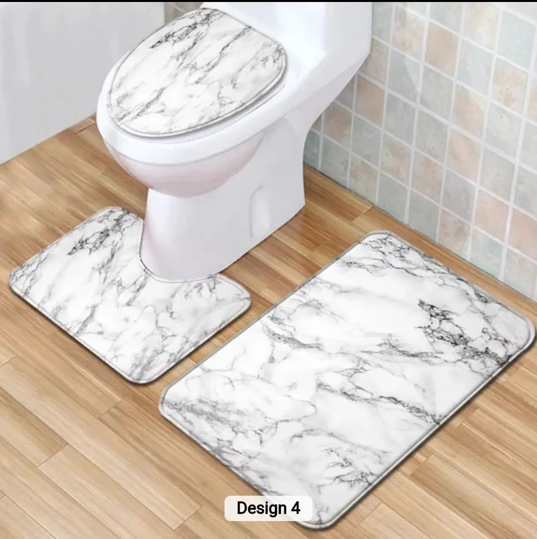 4-Piece Marble Effect Bathroom Set Bathroom Bathroom Accessory Sets