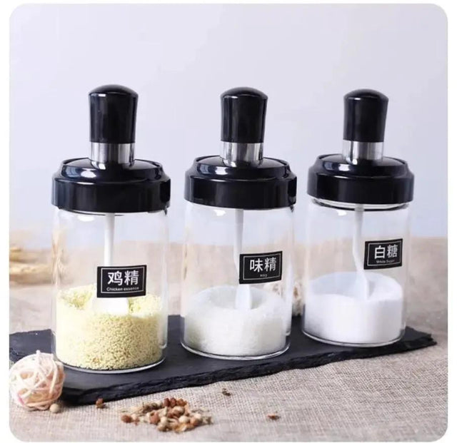 3-Piece Glass Spice Jar Set Kitchen Storage Food Storage Containers