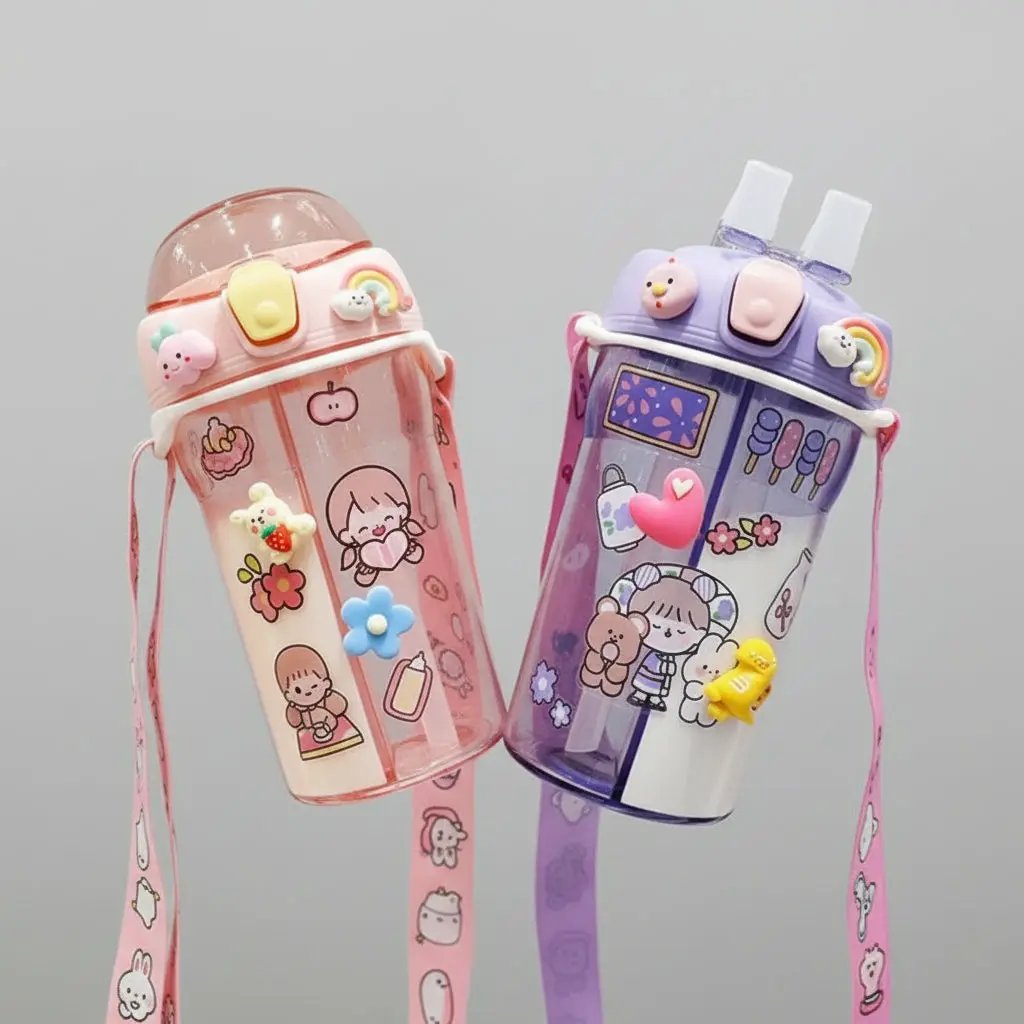 Cartoon Themed Partitioned Water Bottle Kids & Travel Water Bottles