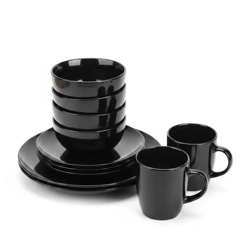 Gibson 18-Piece Black Ceramic Dinner Set Kitchenware Dinnerware Sets