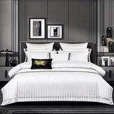 Luxury Cotton Satin Striped Duvet Cover Set Bedding Duvet Covers