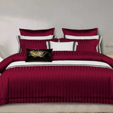 Luxury Cotton Satin Striped Duvet Cover Set Bedding Duvet Covers
