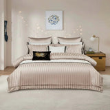Luxury Cotton Satin Striped Duvet Cover Set Bedding Duvet Covers
