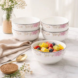 Bone China Round Soup Bowl – Pink Flower Kitchenware Bowls