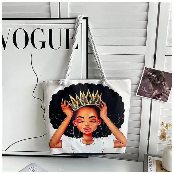 African Women's Retro Canvas Bag Bags & Accessories Shopping Totes