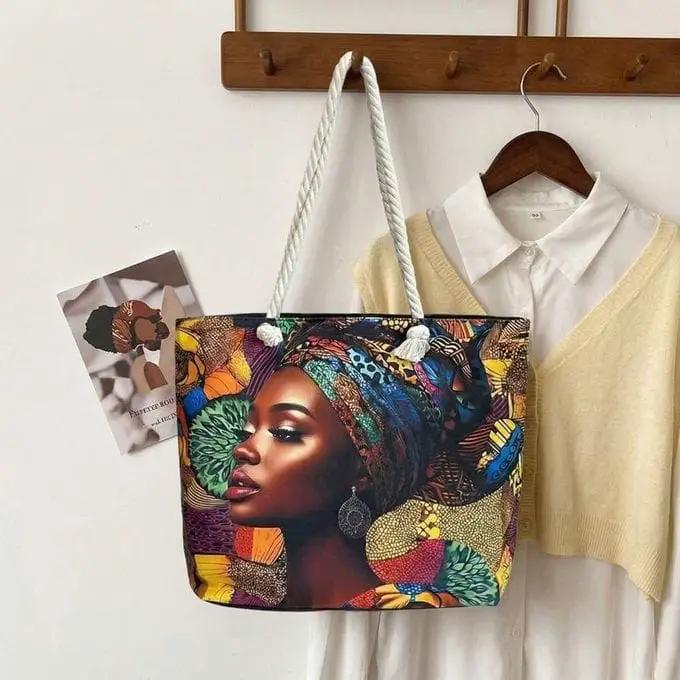 African Women's Retro Canvas Bag Bags & Accessories Shopping Totes