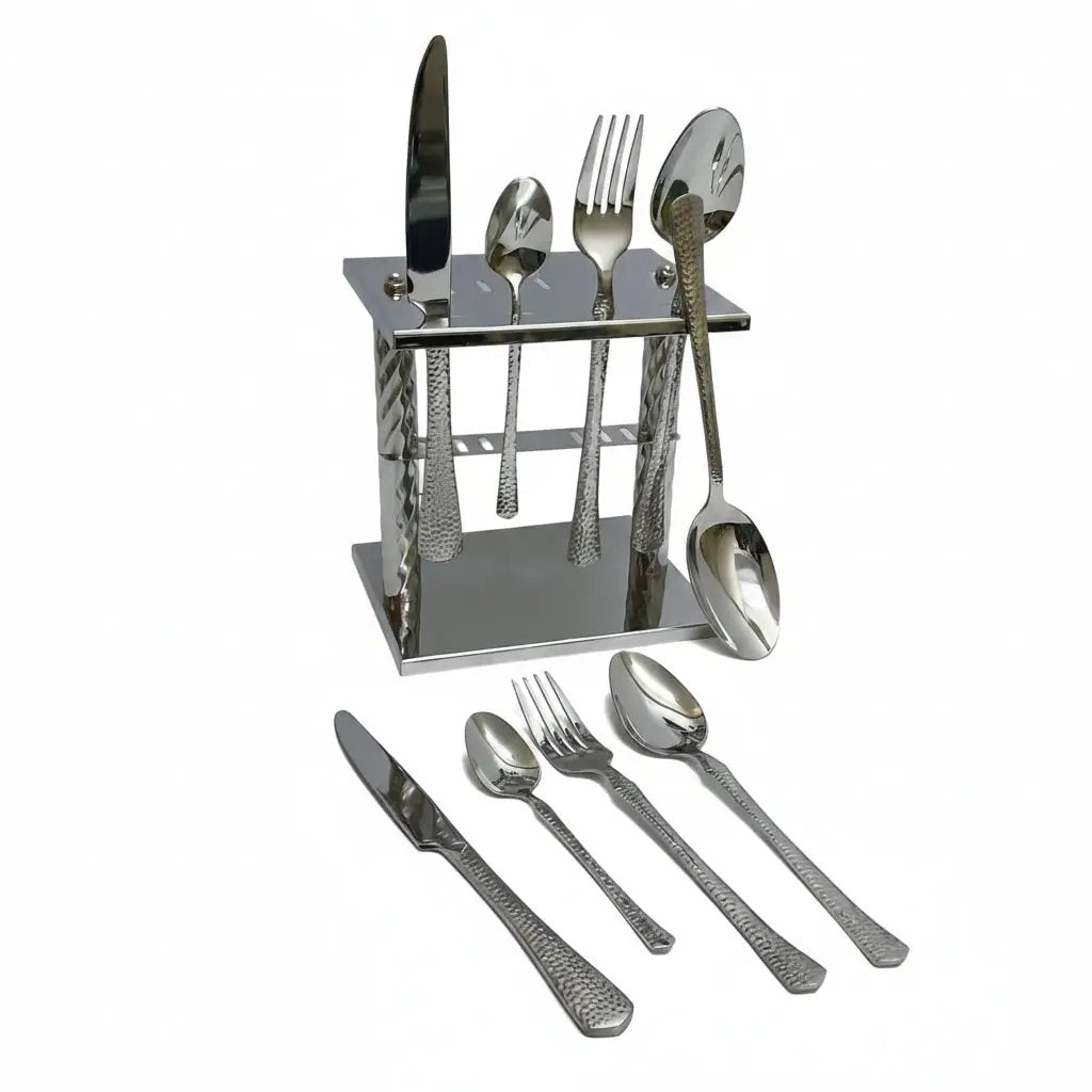 25-Piece Astrid Glister Cutlery Set with Stand Kitchen & Storage Flatware Sets