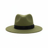 Wide Brim Fedora Hat with Gold Band Fashion Accessories Fedoras