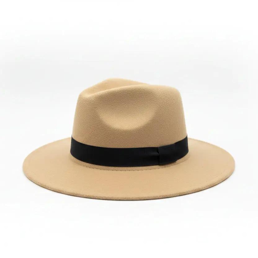 Wide Brim Fedora Hat with Gold Band Fashion Accessories Fedoras