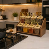 8-Piece Spice Rack Set with Bamboo Stand Kitchen & Storage Spice Organizers