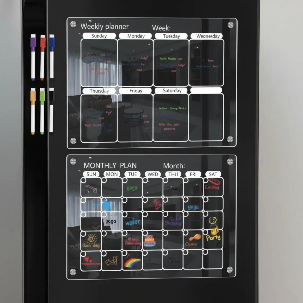 2-Piece Magnetic Acrylic Fridge Planner Set Home Decor Planners