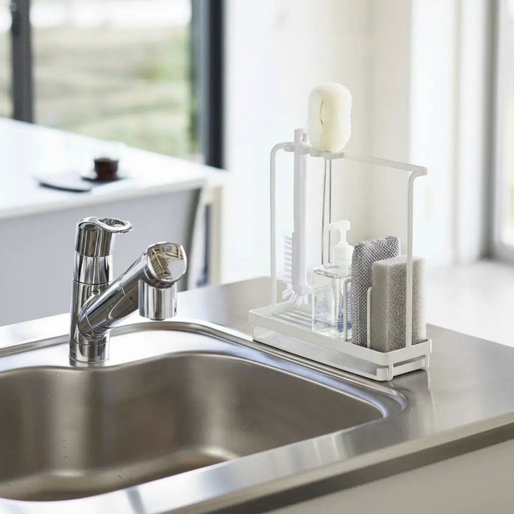 Carbon Steel Sink Organiser Rack with Soap Holder Kitchen & Storage Sink Caddies