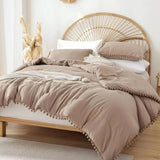Pom-Pom Lace Bohemian Microfibre Duvet Cover Set Bedding Duvet Covers