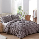 Pinch Pleat Cross Pintuck Duvet Cover Set Bedding Duvet Covers