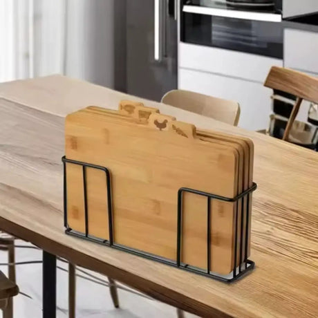5-Piece Bamboo Chopping Board Set with Holder Kitchen & Storage Cutting Boards