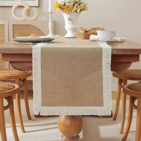 Natural Burlap Linen Woven Table Runner Home Decor Table Runners