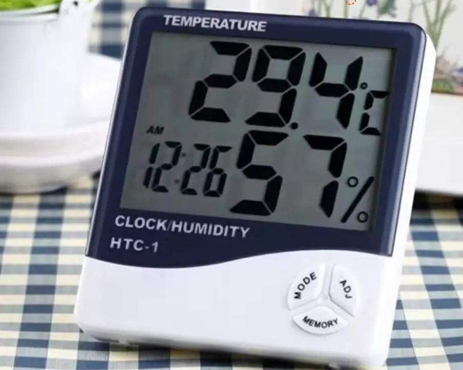 Digital LCD Hygrometer Thermometer with Clock Home & Garden Hygrometers