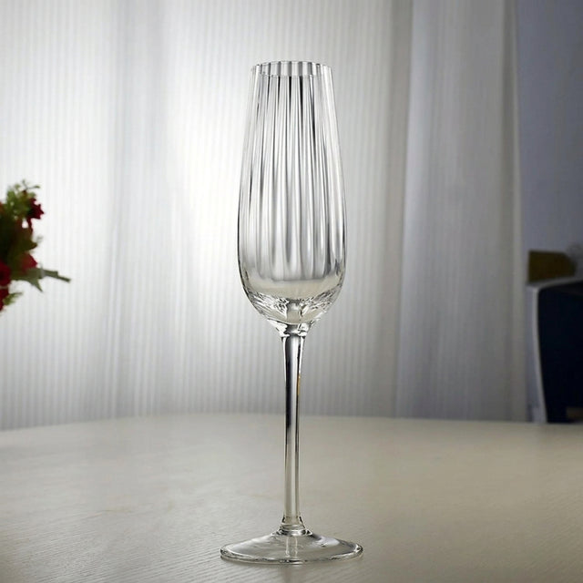 Ribbed Long Stem Champagne Flutes Kitchen & Dining Champagne Glasses