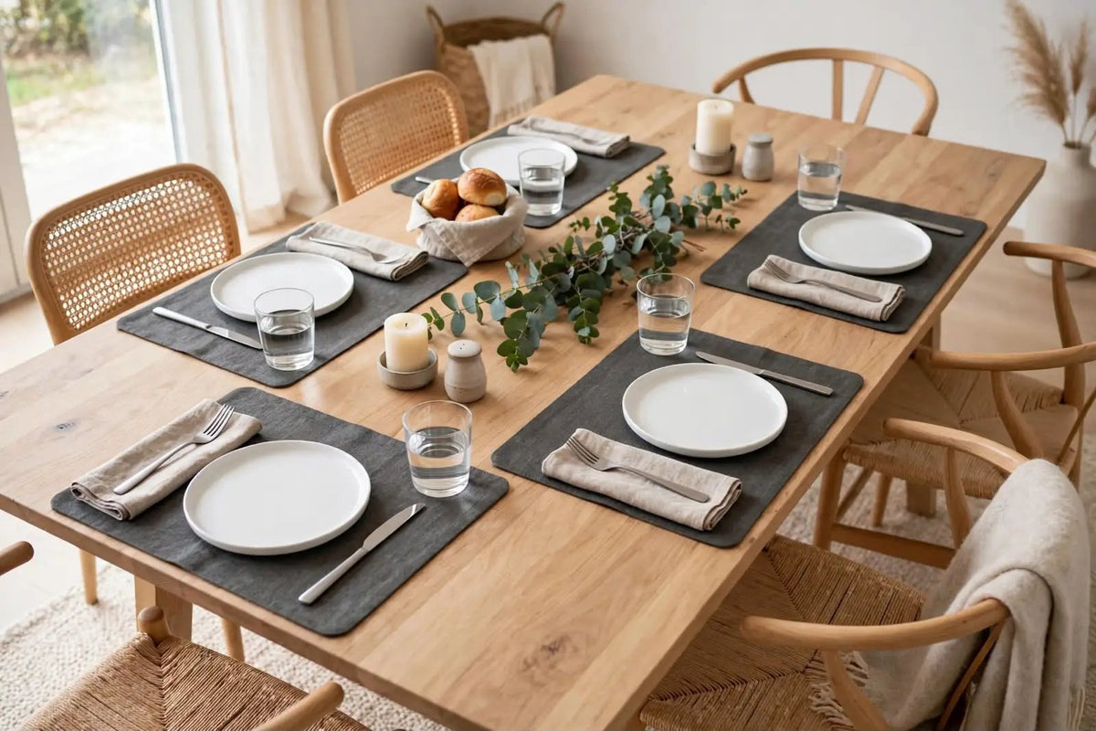 Linen Look Wipeable Placemats 45x30cm Set of 6 Kitchen & Dining Placemats