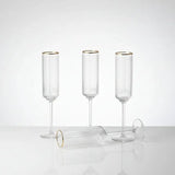 Gold Rim Ribbed Champagne Flutes Kitchenware Champagne Glasses