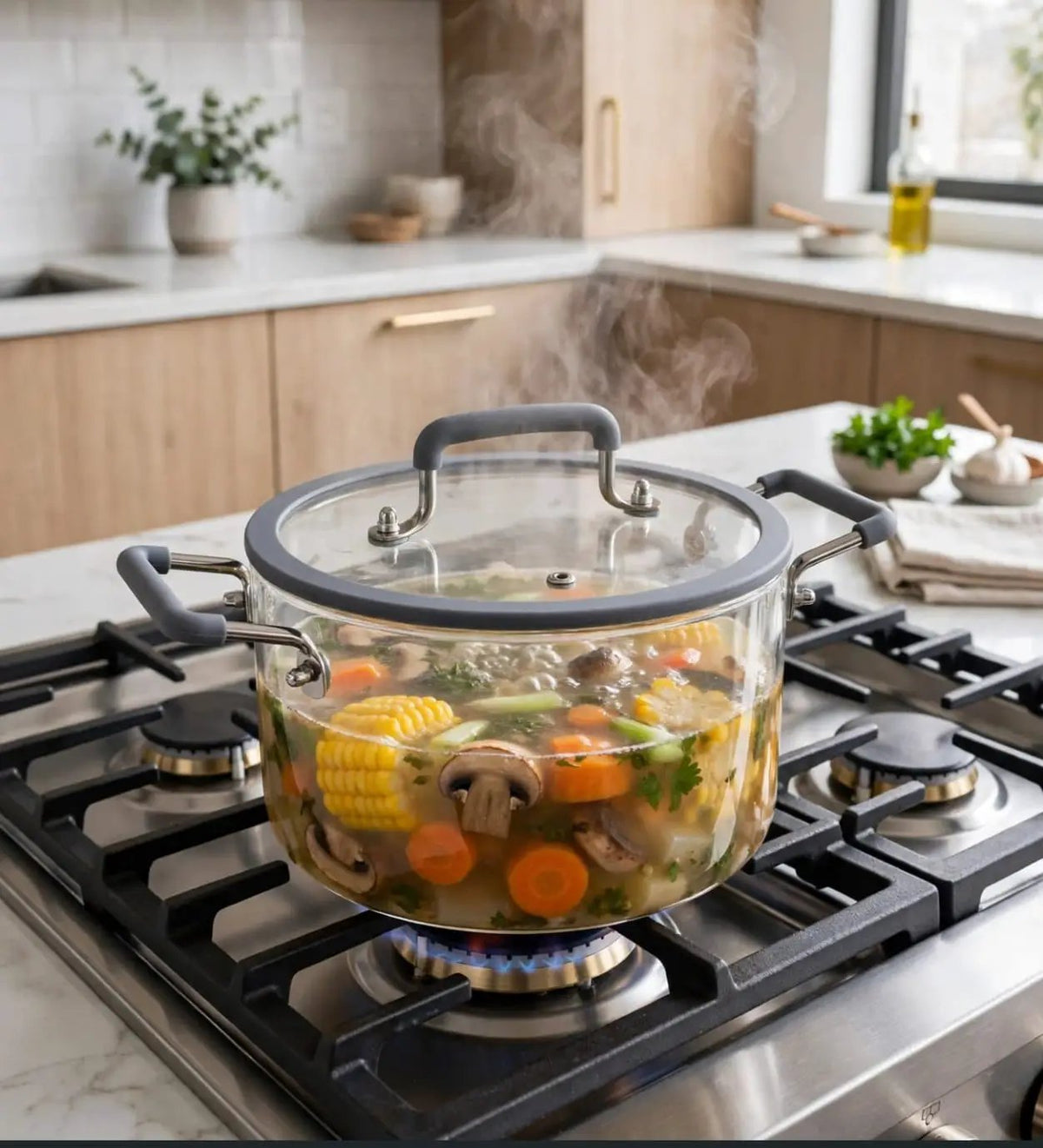 Borosilicate Glass Soup Pot Set 4pc Kitchenware Stock Pots