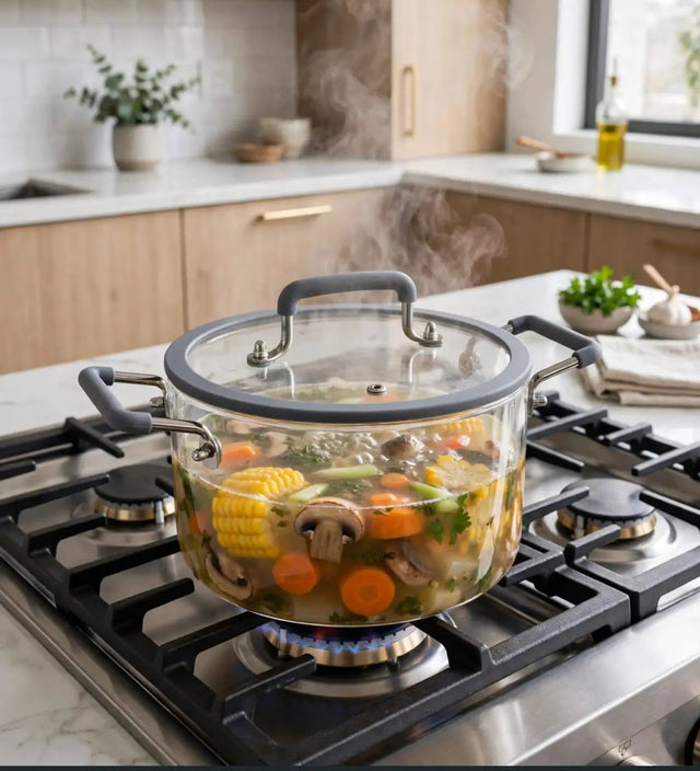 Borosilicate Glass Soup Pot Set 4pc Kitchenware Stock Pots