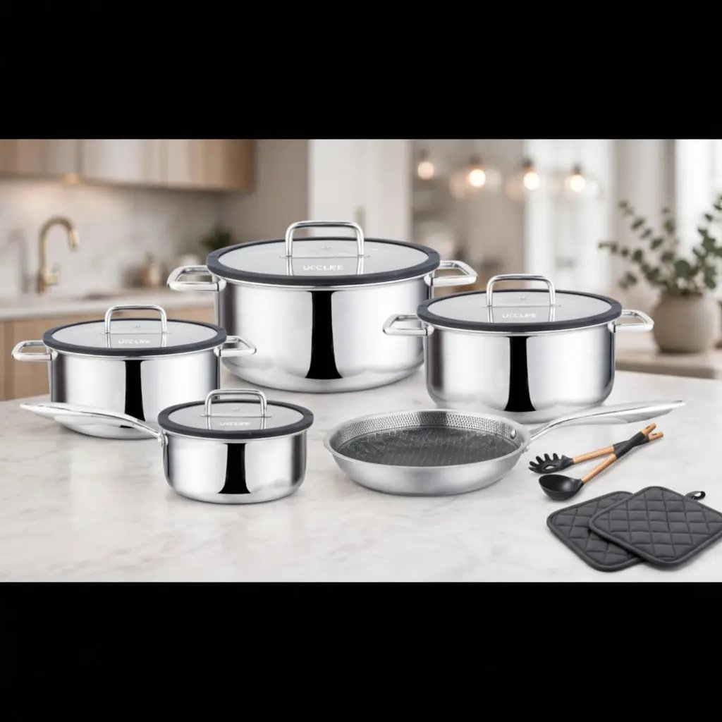 Triple-Layer S/S Cookware Set 8pcs Kitchen & Dining Cookware Sets