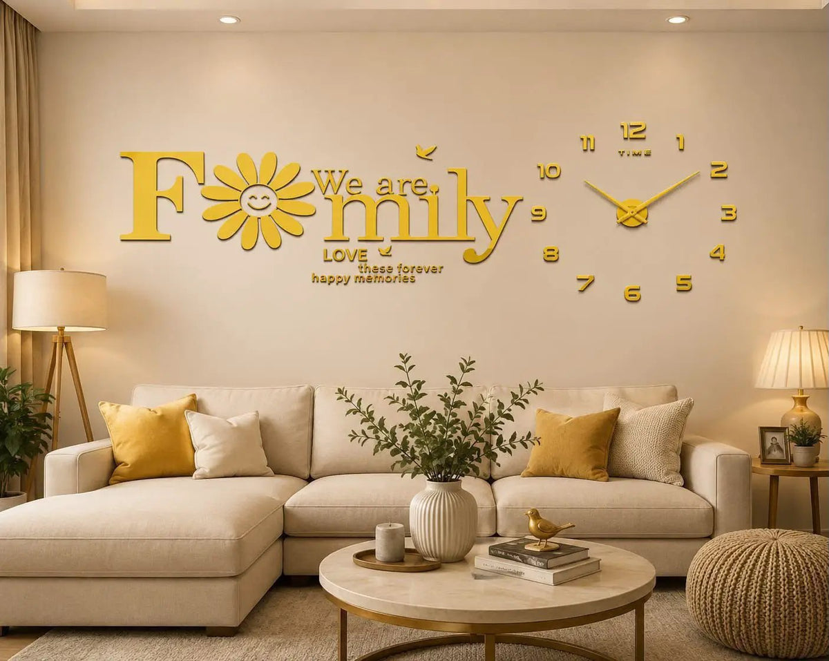 Gold Acrylic DIY Wall Clock Home Decor Wall Clocks