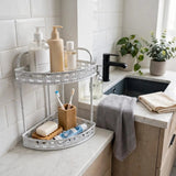2-Tier Corner Lace Metal Storage Rack Storage & Organisation Corner Bookcases & Shelves