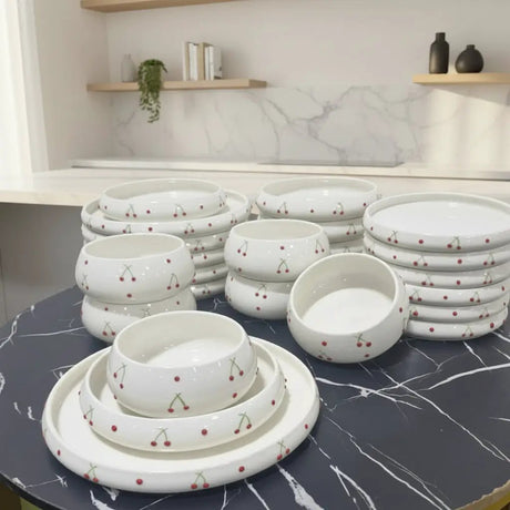 White Double Glaze Ceramic Dinner Set 24pc Kitchenware Dinnerware Sets