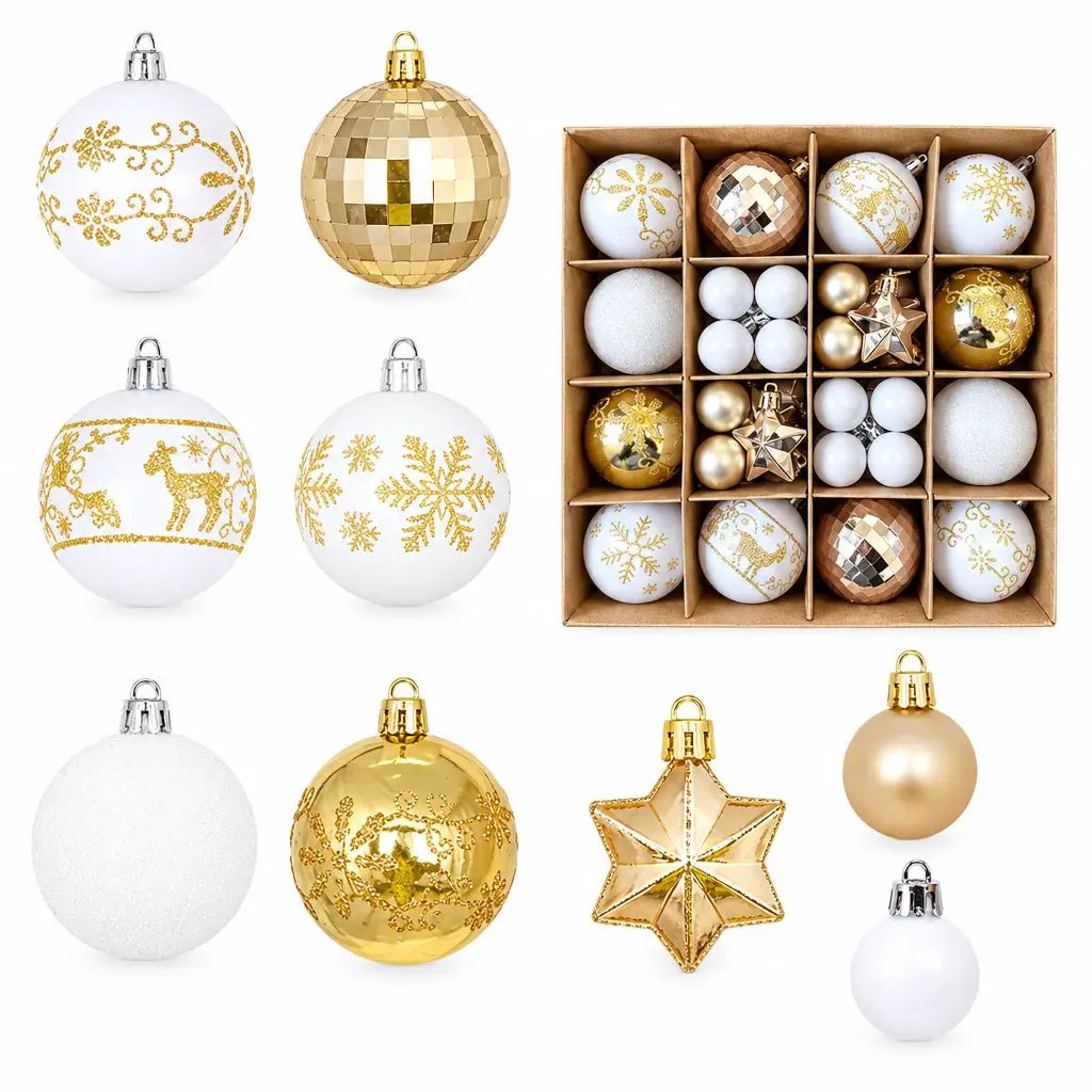 36-Piece Assorted Christmas Ball Ornaments Christmas Tree Ornaments Holiday Ornaments
