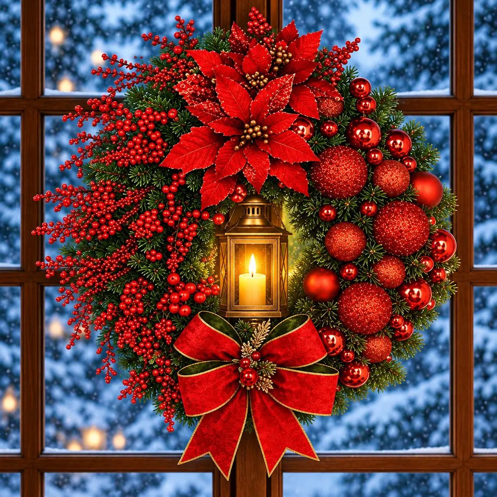 35cm Christmas Wreath With Lamp Christmas Wreaths Wreaths