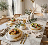 Champagne Gold Swirl 18-Piece Dinner Set Dinnerware Sets Dinnerware Sets