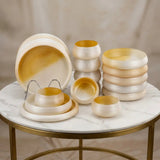 Champagne Gold Swirl 18-Piece Dinner Set Dinnerware Sets Dinnerware Sets