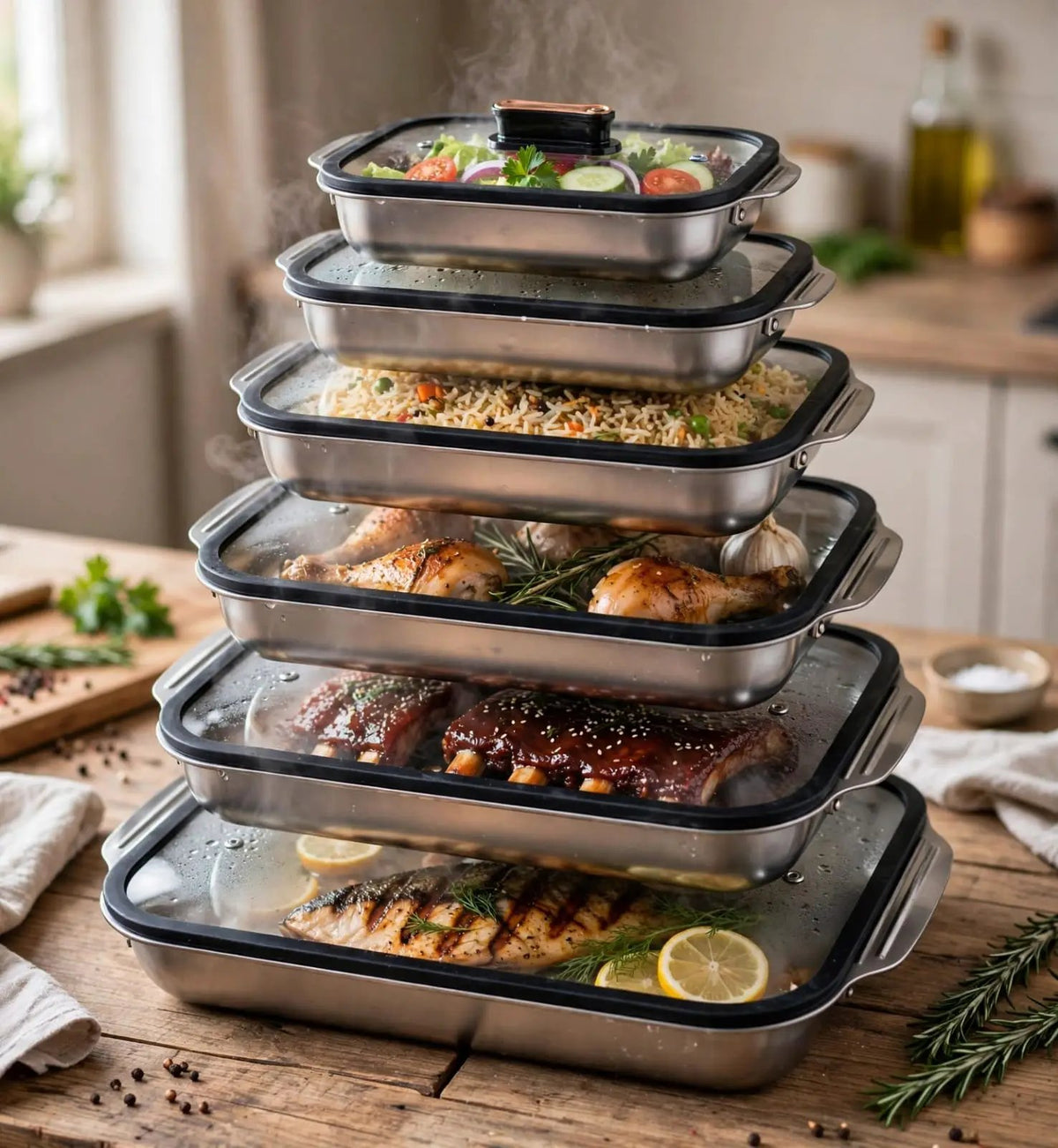 4-Piece Stainless Steel Fish Platter Set Serving Platter Set Serving Platters
