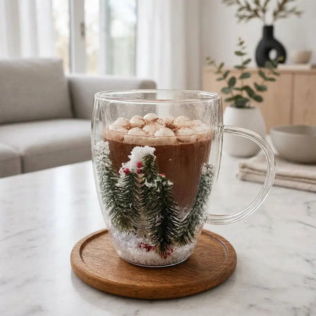 350ml Floral Double-Wall Glass Mug Glass Mug Mugs