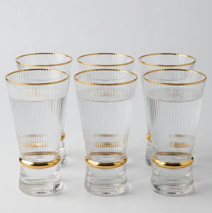 Ribbed Highball Glasses Set Of 6 Highball Glass Set Drinkware Sets