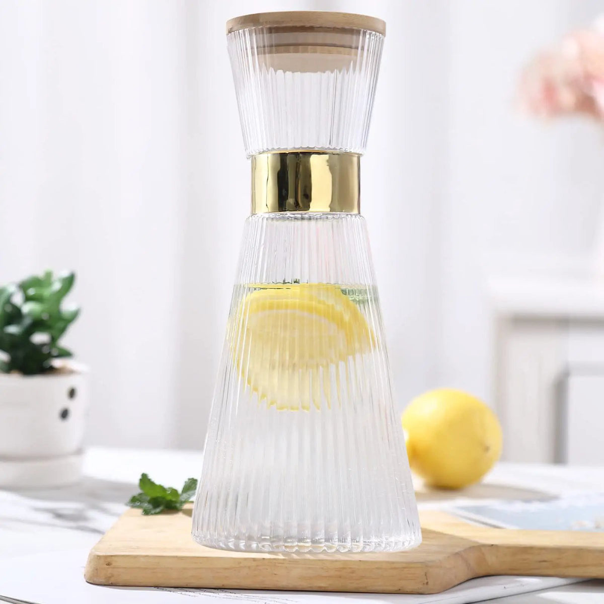 7-Piece Ribbed Carafe And Glass Set Carafe And Glass Set Drinkware Sets