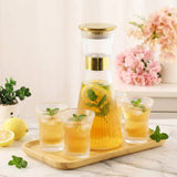7-Piece Ribbed Carafe And Glass Set Carafe And Glass Set Drinkware Sets